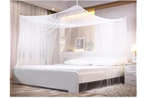 GENERIC Premium Bed Mosquito Net – Full & Queen Size, Elegant White Rectangular Canopy, 360° Protection with Breathable Mesh and Easy Installation