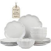 Sango Bethany 12 Pieces Scalloped White Plates &amp; Bowls Set