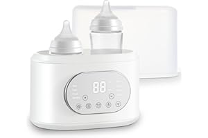AMZBABYCHEF Bottle Warmer, 10-in-1 Fast Baby Bottle Warmer for Breastmilk & Formula, Double Milk Warmer with Timer, Accurate Temp Control, Thaw, Steaming, Heat Food, Keep Warm and Night Light