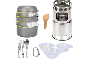 IUPPA Camping Cookware Mess Kit Portable Outdoor Cooking Set with Camping Stove Non-Stick Aluminum Camping Pot