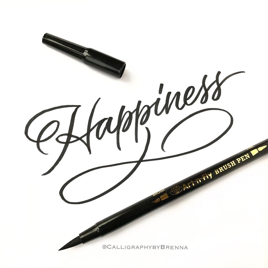 2 Dual Tip Black Brush Pens for Lettering Calligraphy Pen. Fine and