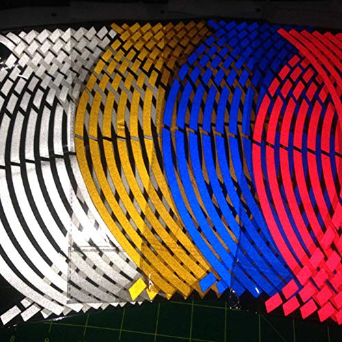 YOUNGFLY 16Pcs Motorcycle Car Wheel Rim Reflective Strips Tape Decal Stickers Bike Bicycle 18" Blue