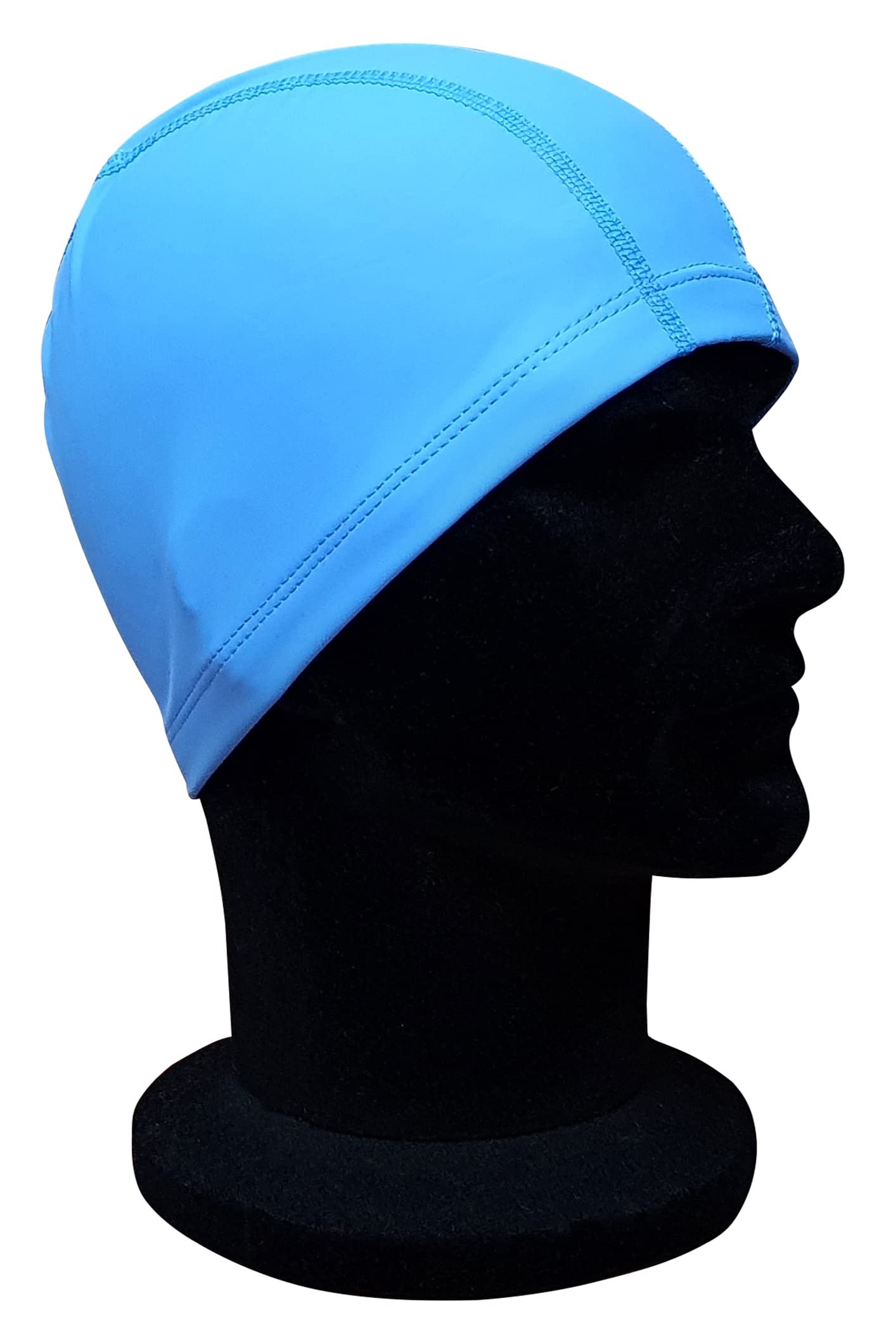 CHEX Elasticated Synthetic Soft And Easy Fit Pull On Swimming Hat Sheen Finish Plain Colours Flexible Swim Cap One Size Ages 3+ Years (Blue)
