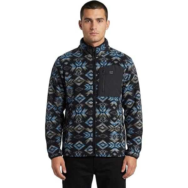 Billabong Mens Sherpa Bonded Polar Fleece Hoodie Jacket, Black, S