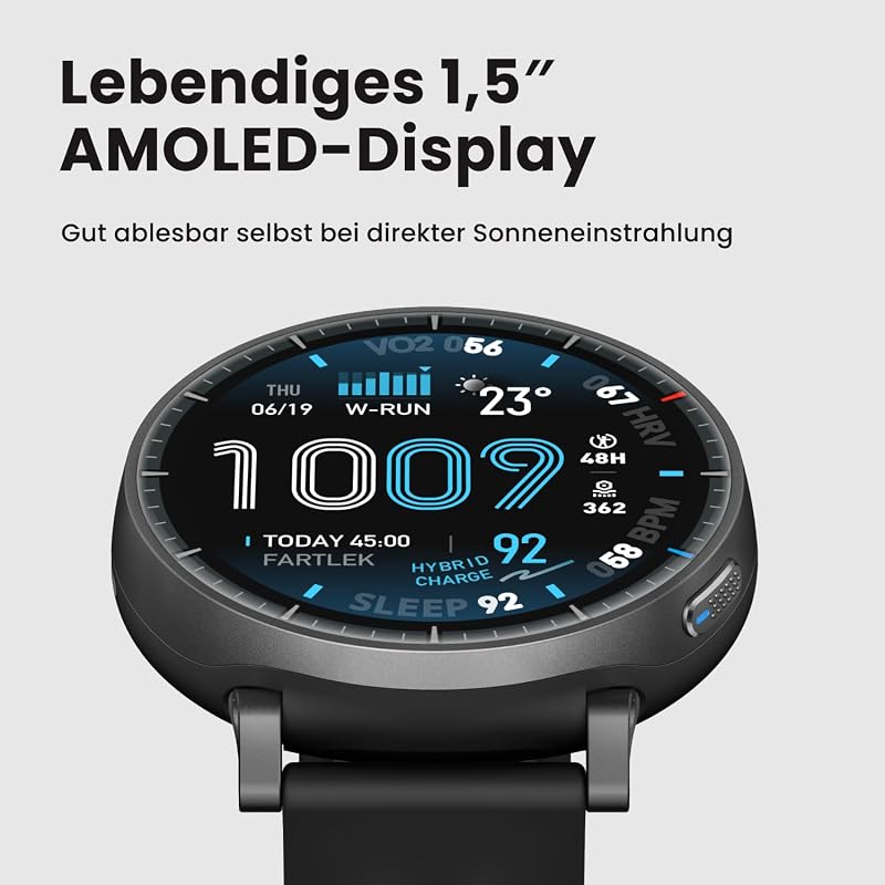 Active Max 48mm Smartwatch 1,5" AMOLED-Display, 25 Tage Akku, Offline-Karten, NFC, GPS, 4GB Speicher, 170+ Sportmodi, 5 ATM Wasserschutz, Herzfrequenz- & Schlaftracking für Android & iPhone