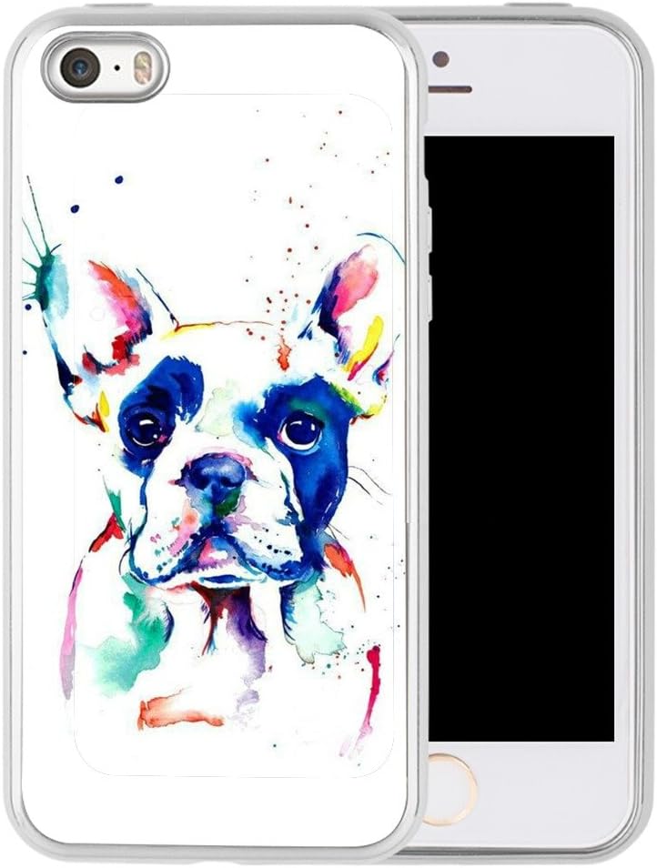 Watercolor Dog iPhone 5s 5 SE Case Customized Design Pattern Soft Cover Anti-Scratch Flexible Durable Shockproof TPU Protective Phone Case For iPhone 5s 5 SE-White
