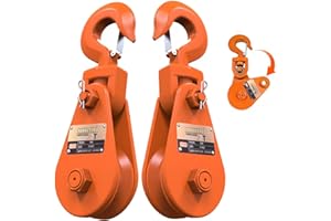 SENKEYFE 2 Ton Snatch Block with Hook, 3" Sheave for 3/8" Inch Wire Rope, Snatch Block Pulley for Tow Truck Rollback Wrecker Hauler, Winch Pulley Winch Accessories (2PCS)