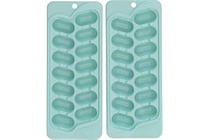 GoodCook Pack of 2 Plastic Ice Cube Trays with 14 Half Oz. Cavities Each (28 Cubes Total), Stackable Ice Cube Mold Trays, Blu