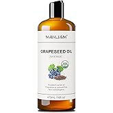 MAYJAM Organic Grapeseed Oil for Skin & Hair 16 oz, USDA Certified 100% Pure & Natural Grape Seed Oils, Cold Pressed Body Massage Carrier Oil for Skin Face Essential Oils Mixing, Hexane Free