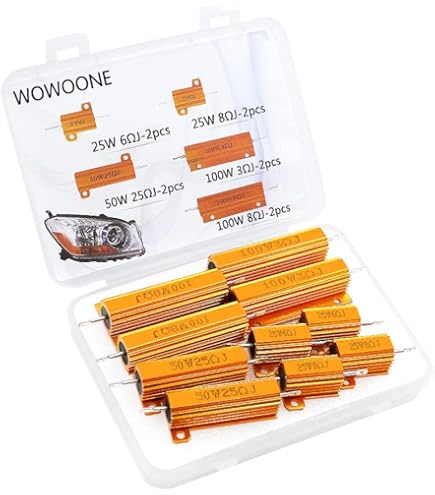 5 Stück Aluminium Widerstand 25W 22 Ohm - Lastwiderstände Mit Schraubgewinde Grün