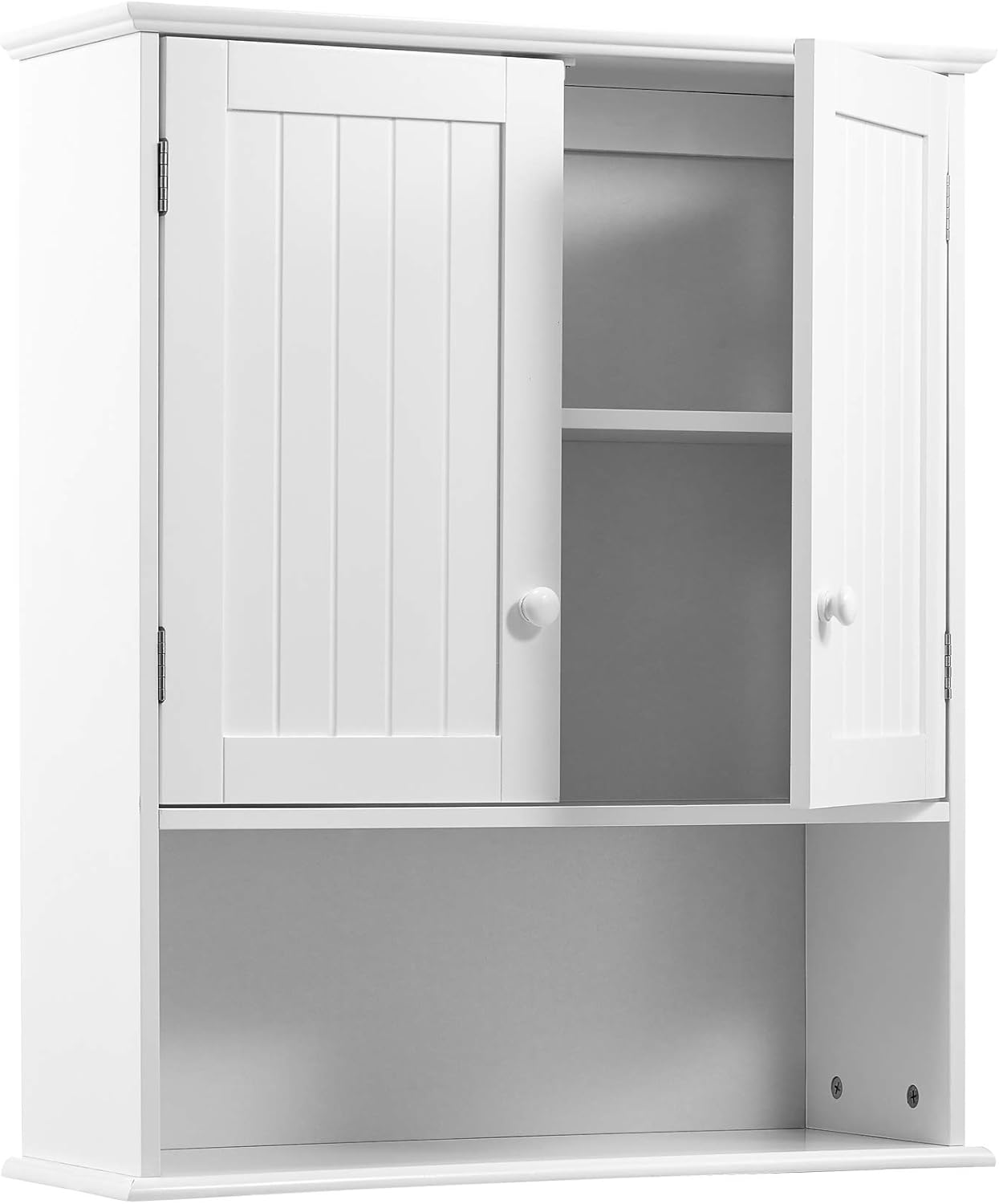 Amazon Com Kealive Bathroom Wall Cabinet 7 Deep Wall Mounted Cabinet With Double Door And Adjustable Shelf Wood Hanging Storage Cabinet Space Saver For Home Collection White 23 2l X 7 9w X 24 8h Kitchen