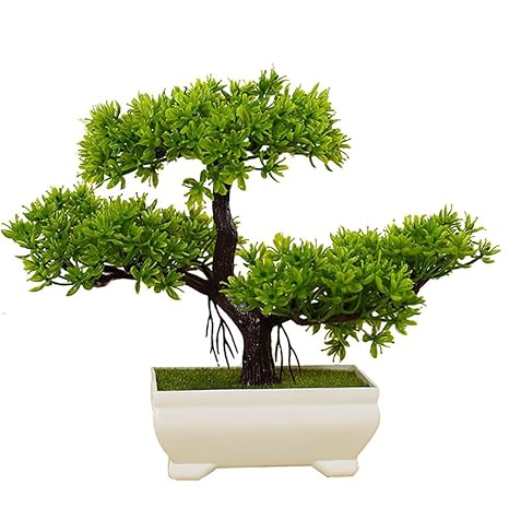 Japanische DekoWohnzimmer Bonsai,Zimmerpflanzen im Topf Künstlich,Höhe ca. 20 cm,GrüN