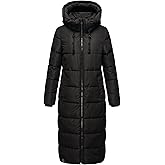 Marikoo Women's Long Fall & Winter Coat - Detachable Hood - Quilted Calf-Length Jacket - Nadeshikoo XVI XS-5XL