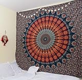 Labhanshi Mandala Tapestry - Wall Hanging - Hippie Bohemian Wall Decor Art - Boho Queen Size Indian Cotton Bedspread