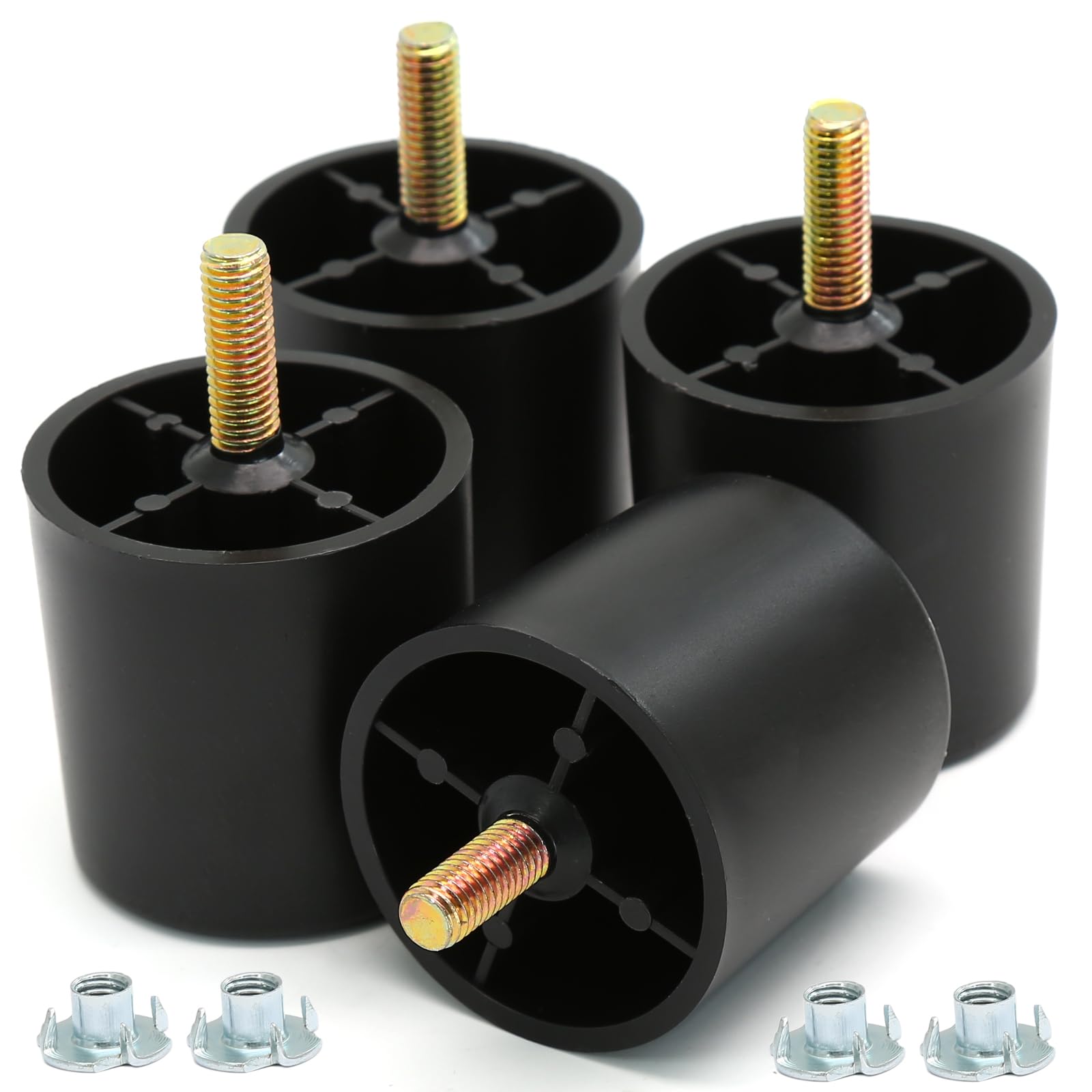 Photo 1 of Murtenze 4Pcs 2 inch Plastic Sofa Legs?Black Sofa Replacement Legs?Round Furniture Legs with M8 Bolts for Couch Dresser Cabinet Chair Bed Coffee Table