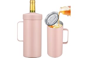 ITSLIFE 2 IN 1 Wine Chiller Single Bottle and Travel Tumbler, 42oz Stainless Steel Iceless Cooler Wine Bottle, Insulated Mug with Lid, Keep Wine Cold up to 6 Hours Fits Most Wine Bottles Gift for Wine Lovers
