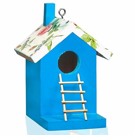 Wonderland Blue bird house with stairs & chain (lader)