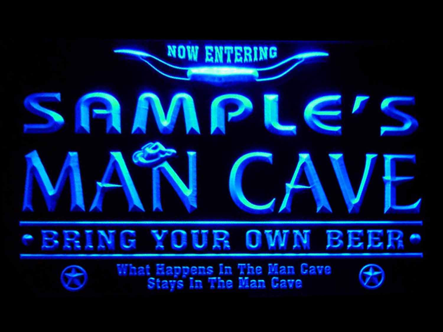 ADVPRO pb-tm-b Man Cave Name Personalized Custom Game Room Cowboys Bar Beer LED Neon Sign Blue 24x16