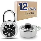 LanuBe Lock Standard Dial Combination Padlock 12 Pack Wide 2-in Black Dial | combo lock Each lock comes with its own preset 3-digit code colors optional School Employee Gym Sports Locker Case Toolbox