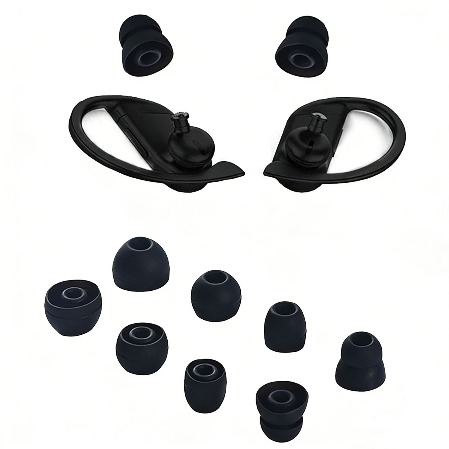 INF Replacement Silicone Earbud Tips Compatible with Beats Powerbeats Pro/Powerbeats 3/Powerbeats 4 Wireless Earphone, In-Ear 3.8mm Eartips Covers for Headphones, Travel and Daily Use, 4 Pairs (Black)