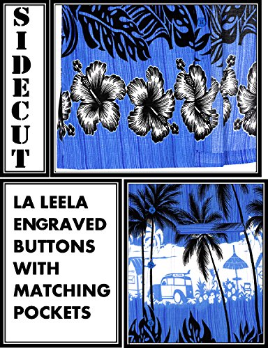 [- LA LEELA Men's Hawaiian Shirt Beachwear Floral Palm Tree Button Down Spread Collar Short Sleeves