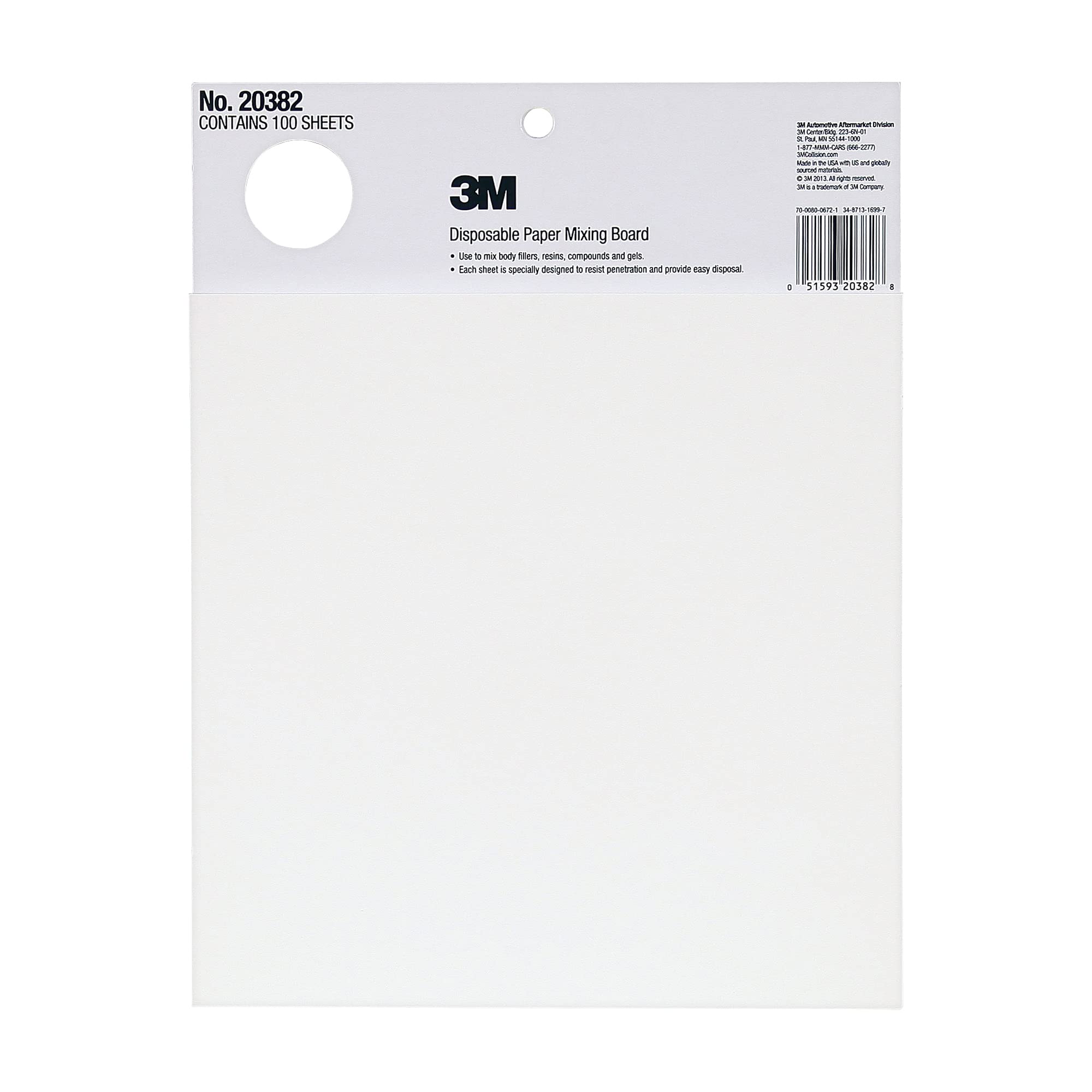 Photo 1 of 3M Disposable Paper Mixing Board 20382, Non Porous, Solvent Resistant, Non Soak, Large Sheet, 10 in x 13 in, 100 Sheets/Board