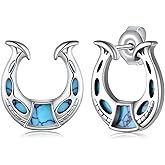 Western Horseshoe/Lightning Bolt/Cactus Earrings 925 Sterling Silver Western Turquoise Earrings Western Jewelry Gifts for Women Girls Cowgirl