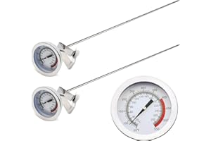 Efeng Oil Thermometer deep Fry(2 Pack) with Clip & 15" Long stem - Classical Candy Thermometer,Long Fry Thermometer for Turkey Fryer,Tall pots,Beef,Lamb,Meat, Food Cooking
