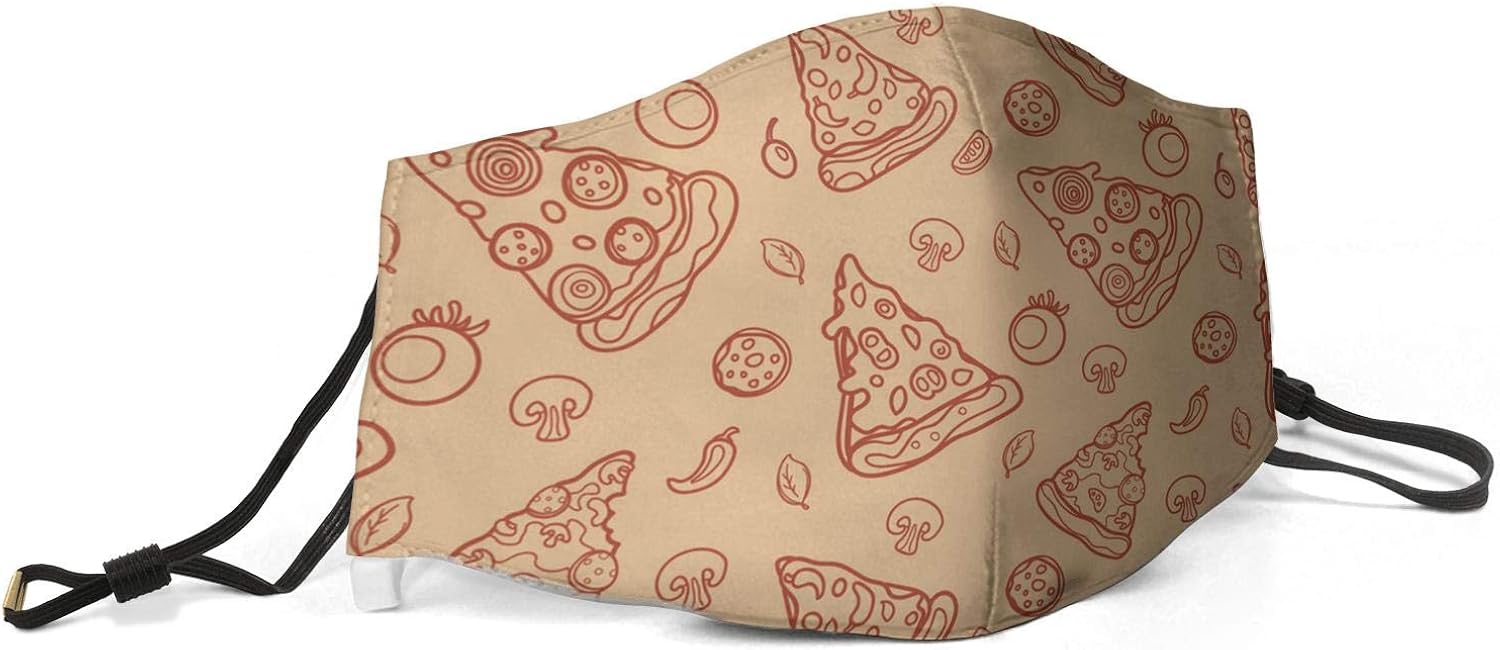 Men's Fashion Mouth Cover Shapes-PizzaGreen-Backdrop- Anti Pollution Washable and Reusable Face Ma_sk