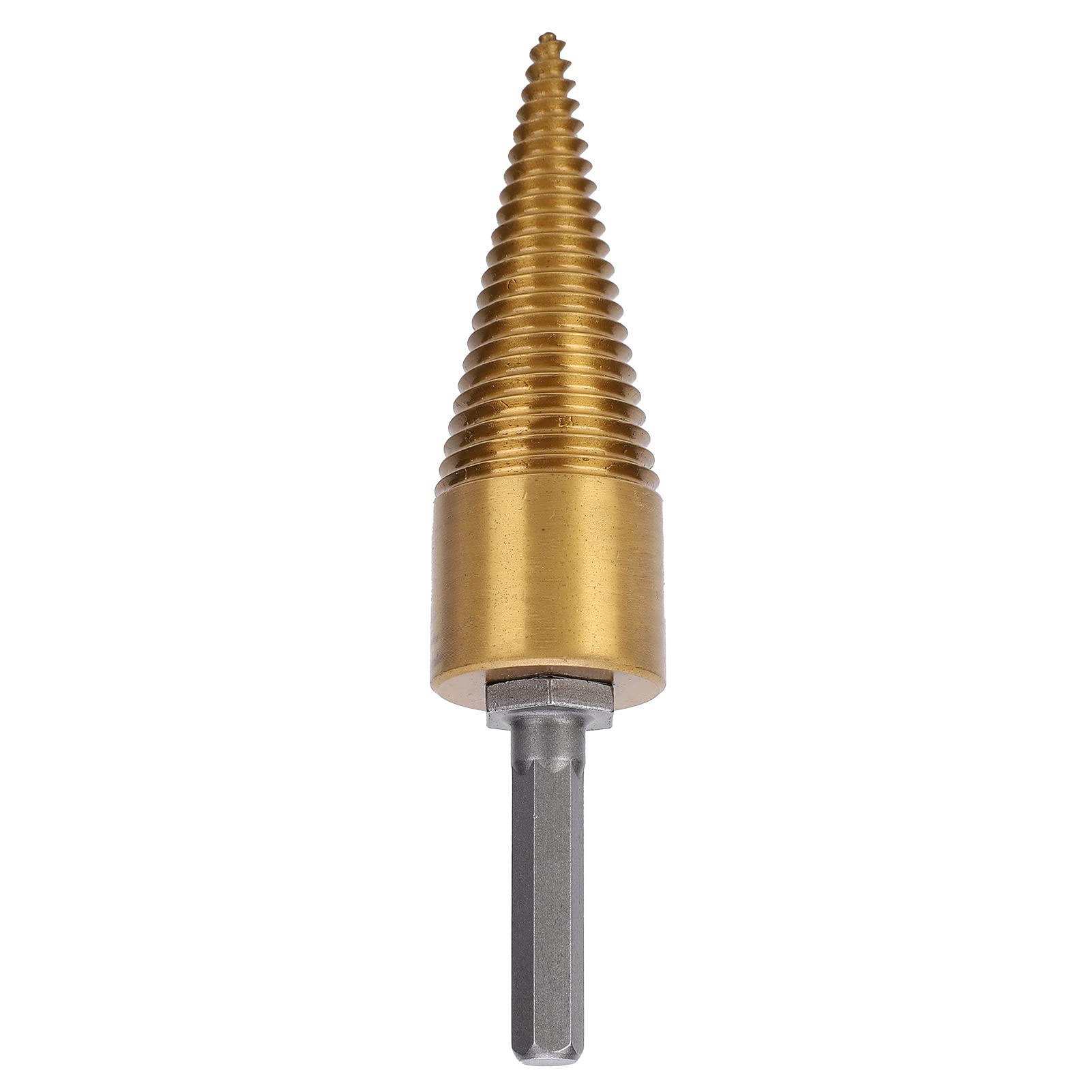 ViaGasaFamido Twist Firewood Splitter, High Speed Steel Wood Cone PunchTiPlating Hardened Drill Bit Split Tool with Hex Shank for Home Woodworking,32mm,Other percussion tools