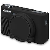 BOVKE Silicone Case for Canon PowerShot SX740 SX730 Digital Camera, Black | SX740 HS Soft Protective Camera Skin Cover with Removable Lens Cover, Slim Fit Anti-Scratch, Precise Cutouts Enhanced Grip