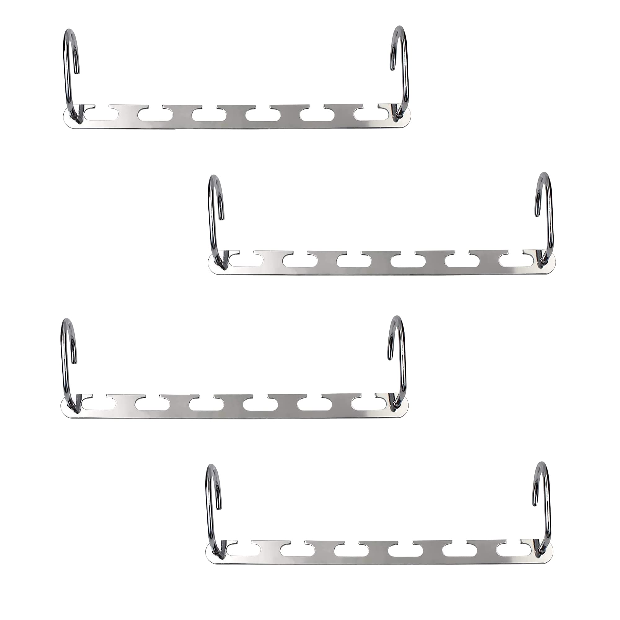 JAMES Premium Metal Hangers With Two Hooks & Space Saving Design Ideal For Wardrobe Clothes, Coats | Magic Space Hangers | Wardrobe Organiser | Coathangers Adult (Pack of 4)