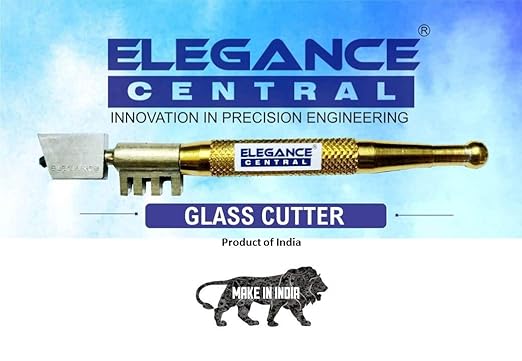 Elegance Central Diamond Tipped Glass Cutter | High Precision Diamond Tipped Golden Glass Cutter with Metal Body & Grip |