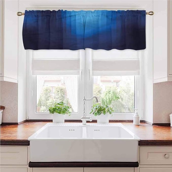 Cortinas para ventana de Painting-Home, color azul marino, mosaico