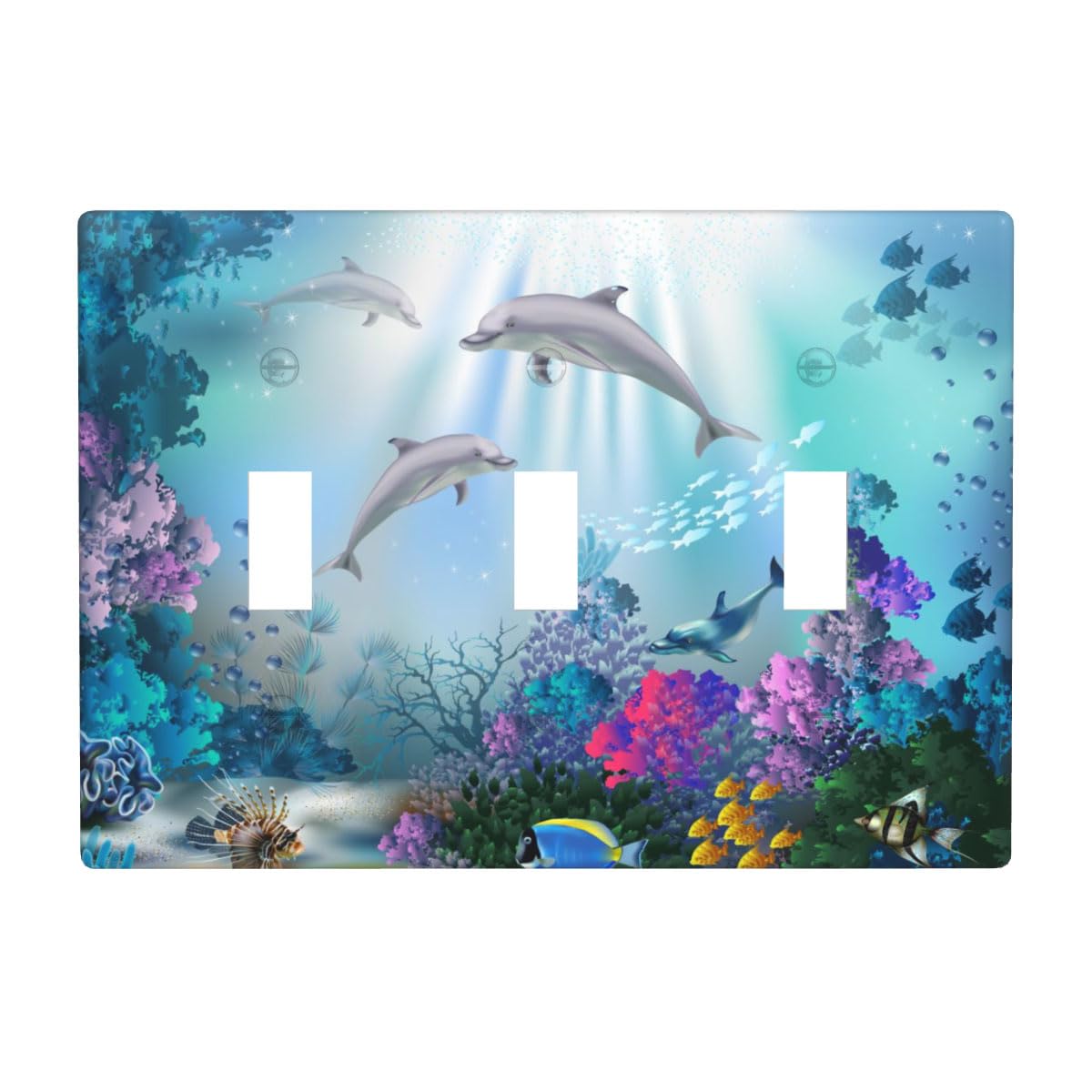 Pznen Triple Toggle Wall Plate, Sea Ocean Animal