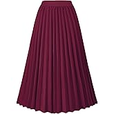 GOLDSTITCH Women's High Waist Pleated Skirt A line Swing Midi Skirt