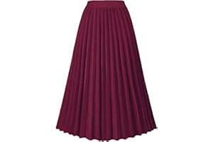 GOLDSTITCH Women's High Waist Pleated Skirt A line Swing Midi Skirt
