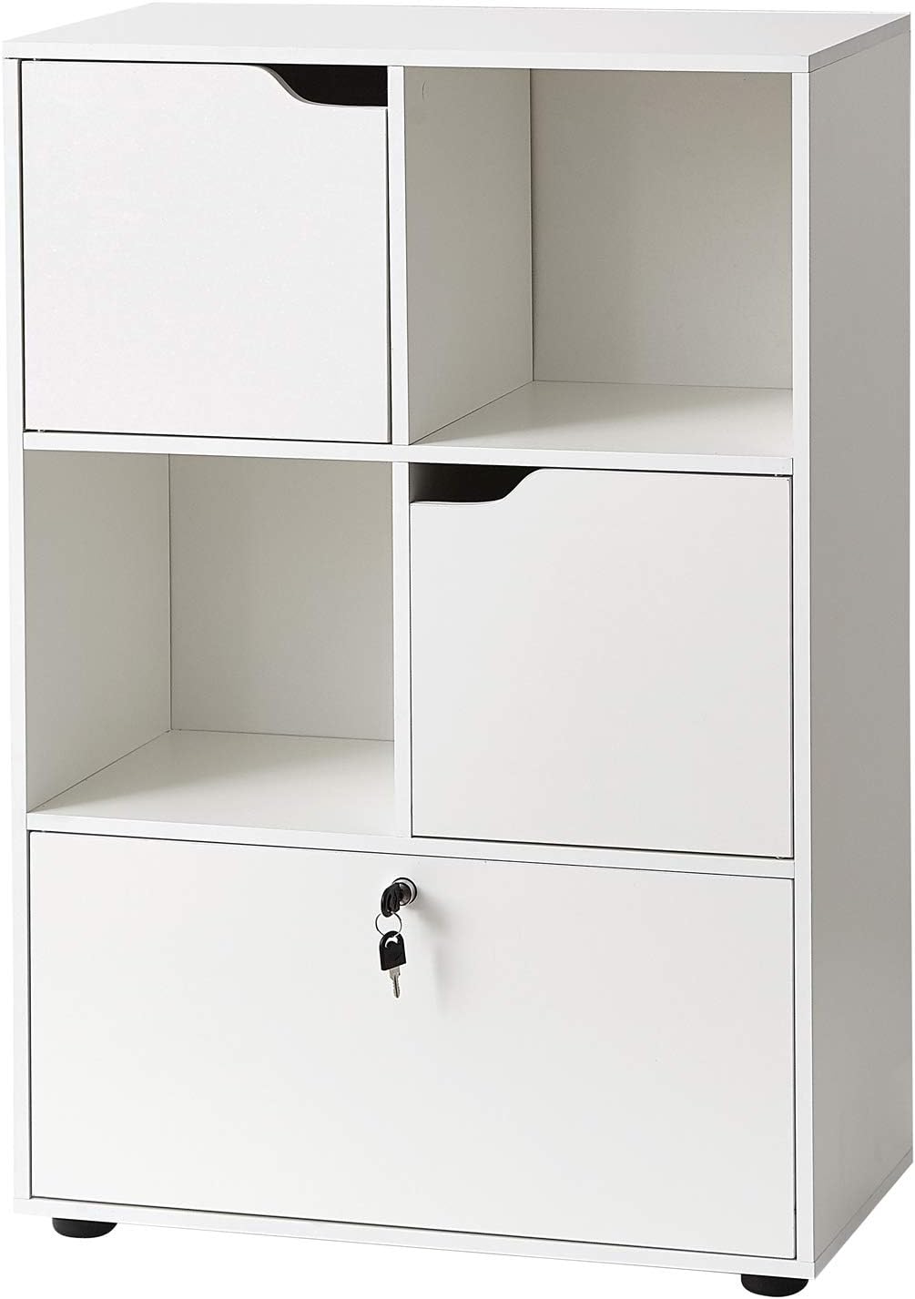 Yak About It Locking Safe Bookshelf - White