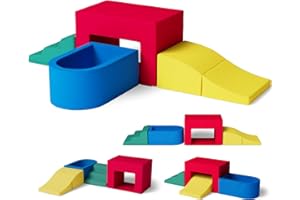 RDCMKL 4 Piece Velvet Installation-Free Toddler Climbing Toys for Indoor Use, Foam Climbing Blocks for Toddlers 1-3, Soft Play Climbing Set, Easy to Clean