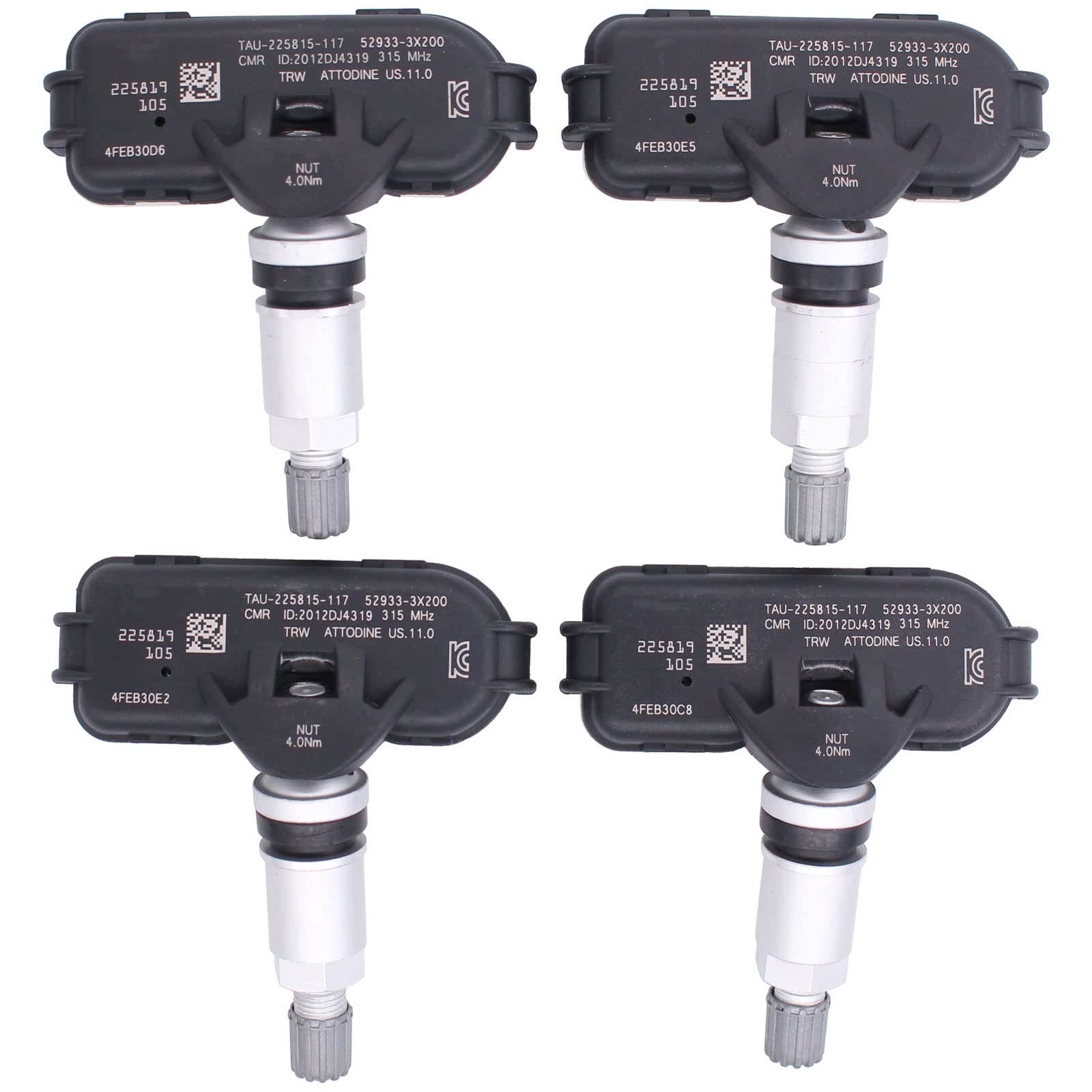 Photo 1 of NewYall 4Pcs 315MHz TPMS Tire Pressure Monitoring System Sensor for Hyundai Elantra for Kia Forte Forte5 2014-2018 52933-3X205 52933-3X205U 52933-A7000 529333X205 529333X205U 52933A7000