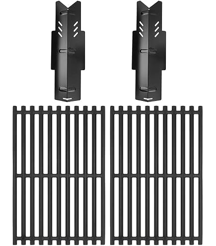 Hiorucet Grillersatzteile Für Dyna-Glo 2-Brenner – Gusseisen-Grillrost & Porzellan-Stahl-Heizplatte, 2-teilig