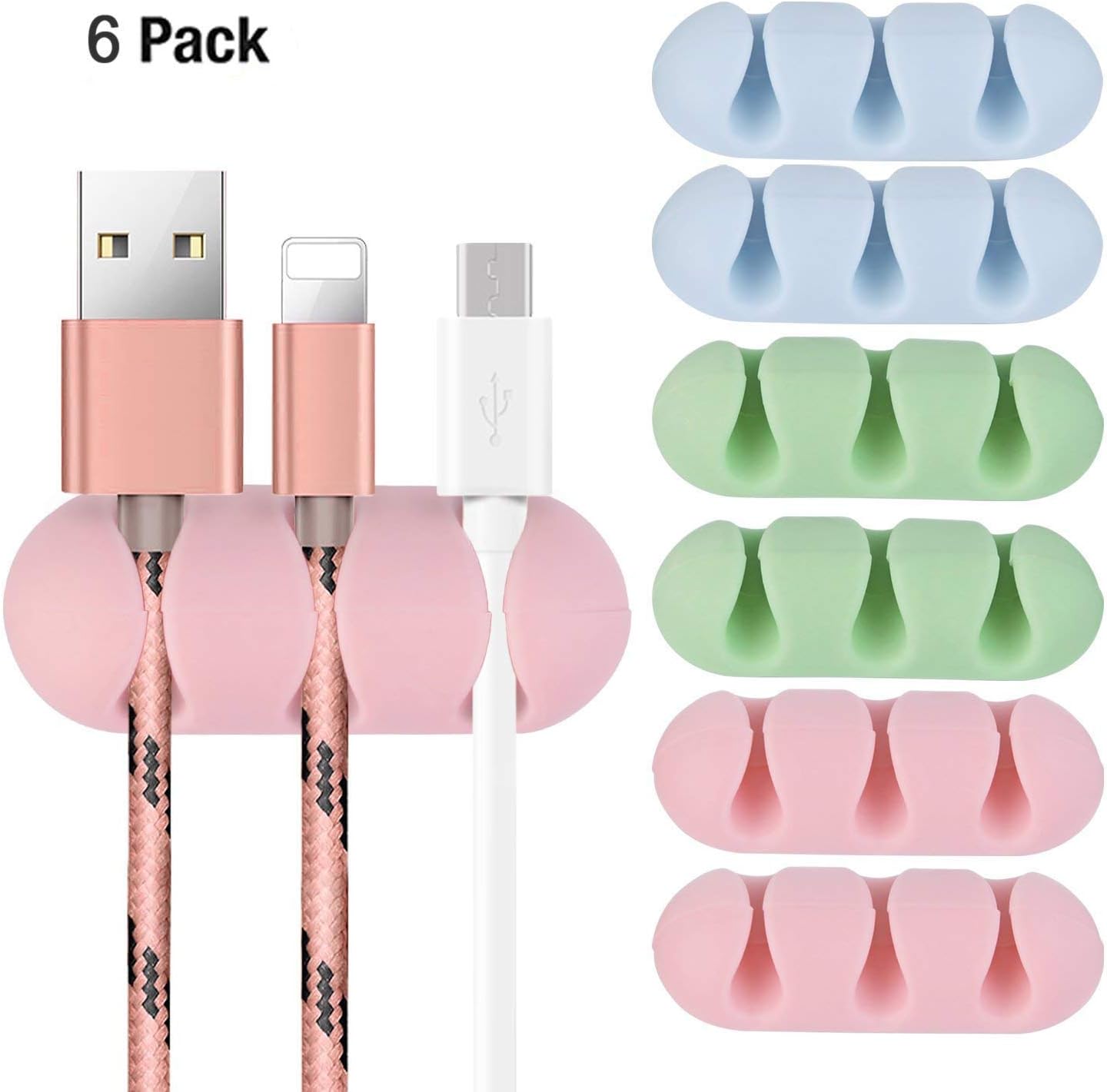Hapurs [6-Pack] Cable Clips Cable Tidy Organiser, Cord Management System Cable Clip Holder for Your Messy Wires