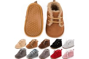 Meckior Baby Booties Newborn Infant Unisex Baby Girls Boys Velvet Rubber Anit-Slip Sole Shoes Toddler Fleece Cozy Winter Warm Prewalker Boots