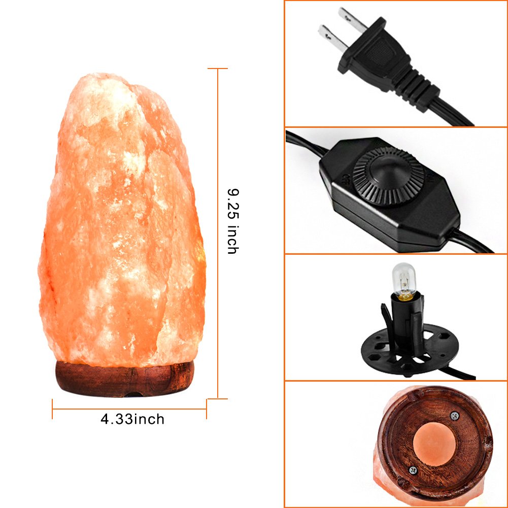 PULNDA Salt Lamp Himalayan Rock Lamp Glow Hand Carved Natural Crystal Amber Light with Dimmer Control (1 Pack)