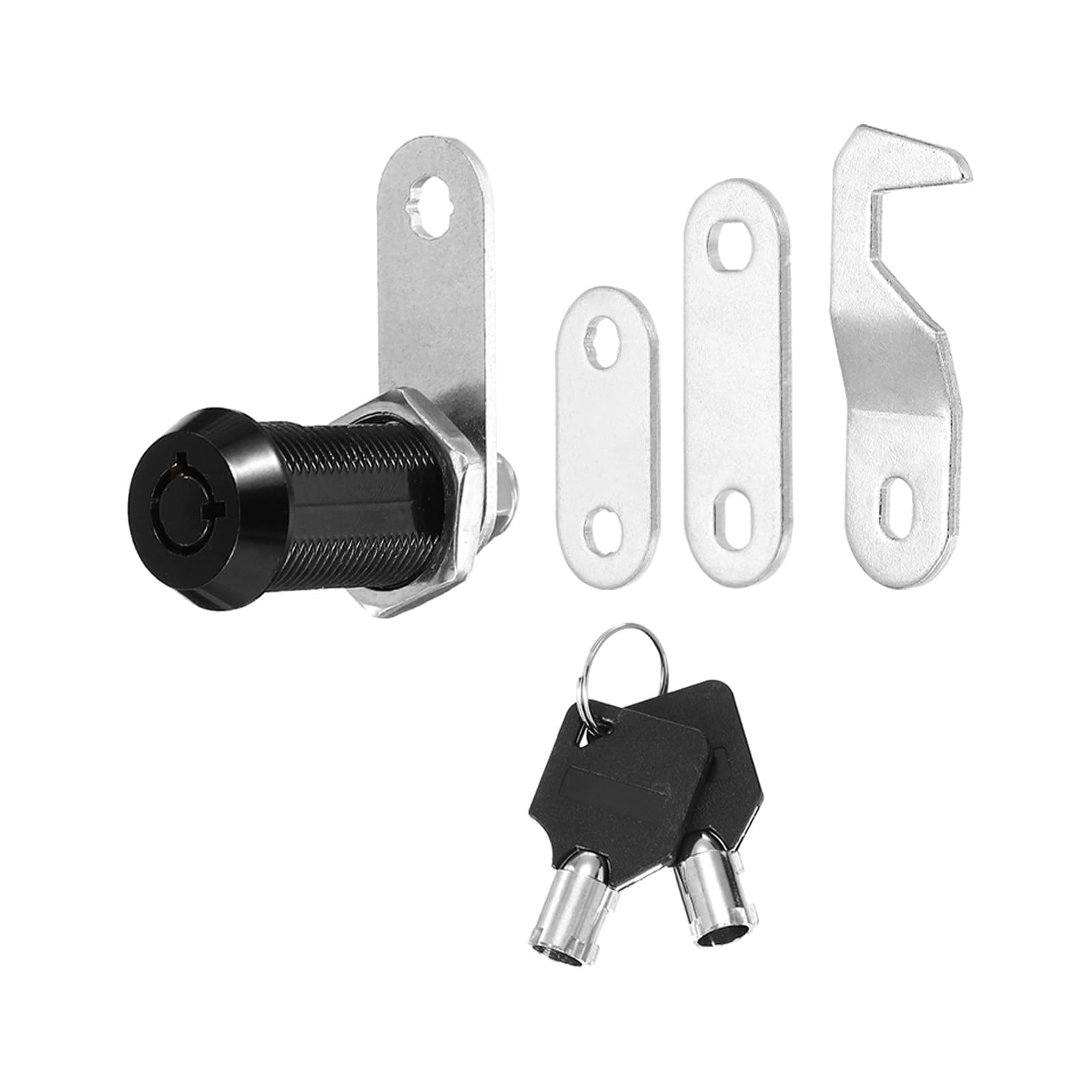 PATIKIL 1-1/8 Inch Black Cabinet Locks with Black Keys, 1 Pack Zinc Alloy Cam Lock Cylinder RV Lock Set Keyed Alike for Cabinet RV Drawer Storage Door Tool Box