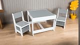 simpa Children's Wooden Desk & 2 Storage Drawer Chairs - Grey Finish view 9
