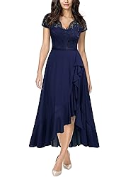 Miusol Women's V Neck Elegant Lace Ruffle
