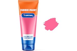 7 ARTISTS Pink Fabric Paint 2 fl. oz Tube – Permanent Fabric Paint Pink for Clothes | Textile Clothing Paints for Cotton and Synthethic Fabrics, Furniture Upholstery, Shoes, Sneakers, T-Shirt, Tote Bags
