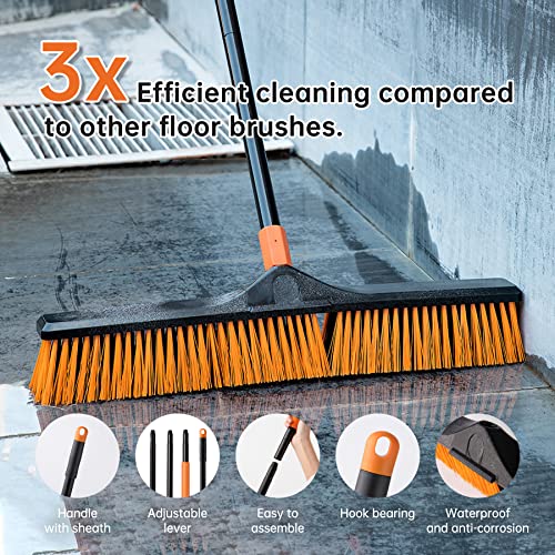 CLEANHOME Garden Broom, Yard Brush Heavy Duty Outdoor 2-1,50&66in, suitable for Schools, Factories, Garden Broom Outdoor,Sweeping Brush（23.6in）