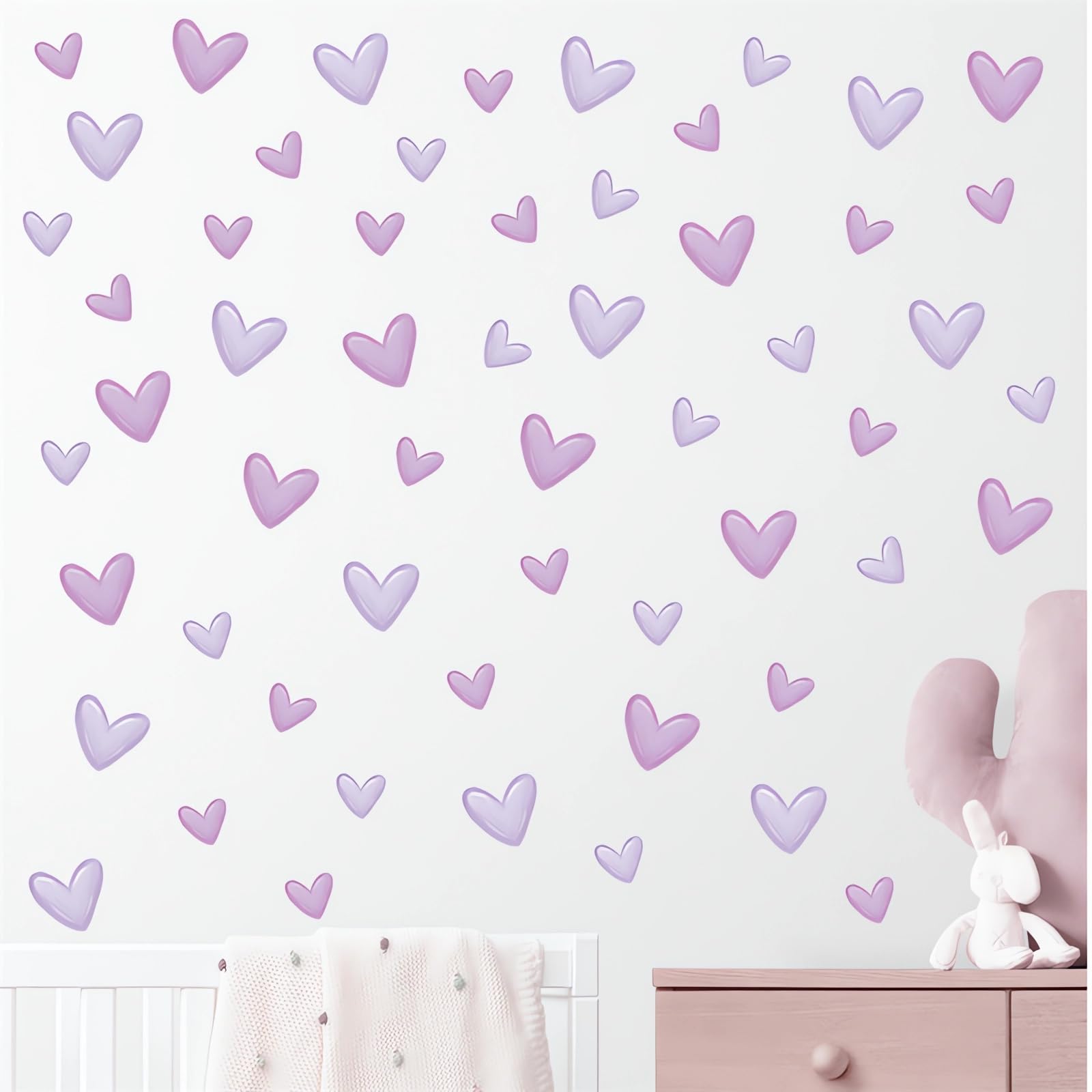 Photo 1 of 12 Sheets 120 Pcs Purple Love Heart Graphics Wall Stickers, sacinora Romantic Love DIY Wall Decals Removable Vinyl Peel and Stick for Baby Girl Nursery Bedroom Art Home Decorations